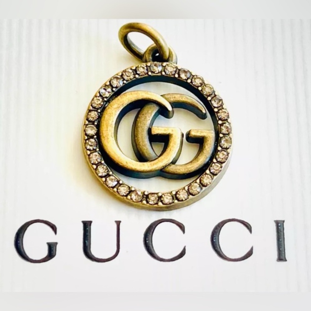 Gucci Gold GG Pendant with Crystal Details